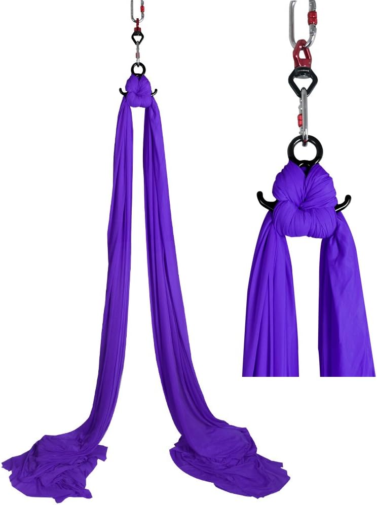 Dasking Aerial Silks Starter Kit - Durable 11Yards of Aerial Yoga Hammock with Hardware, Aerial Swing for Acrobatic Flying Yoga & All Levels (Aerial Rigging Point Up to 14ft) - Image 1